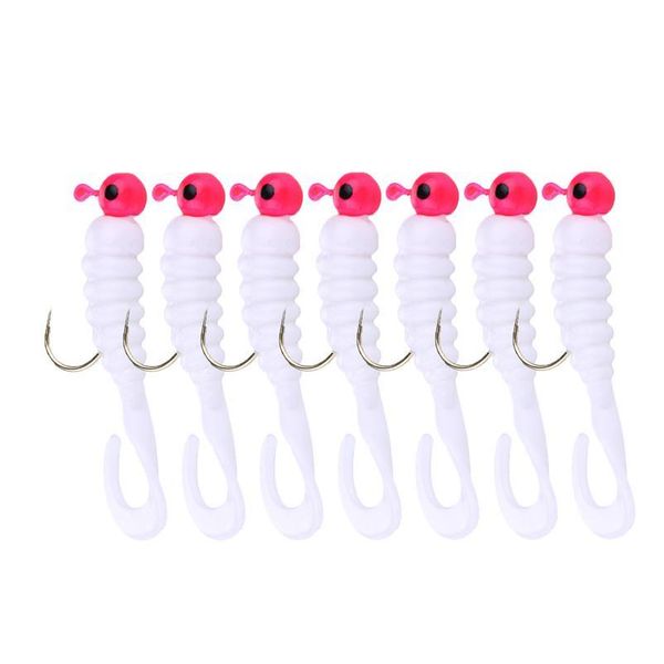 

7pcs/pack soft worm fishing baits hooks fishing lure fishing tackle tail artificial baits 1/16oz 1.7g lead jig head s qylkne