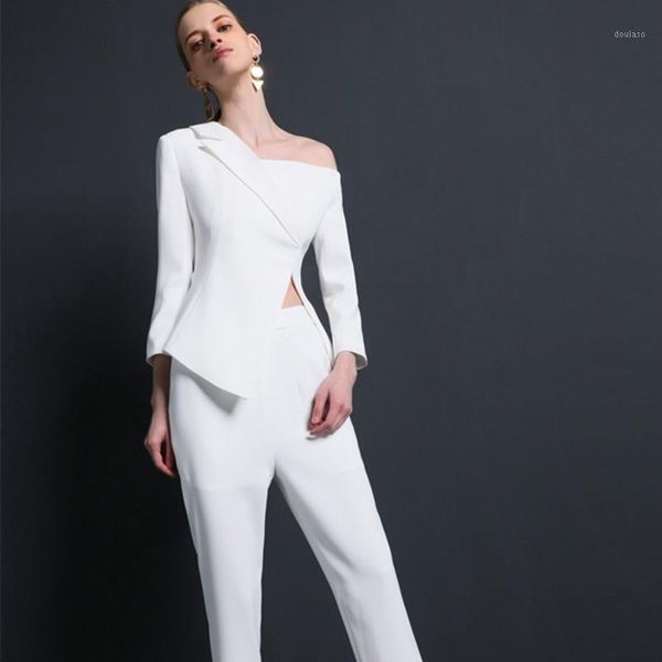 

fashion designer slim white 2 two piece set for women spring fall work wear pencil trousers pants suit office lady pantsuit1, White;black