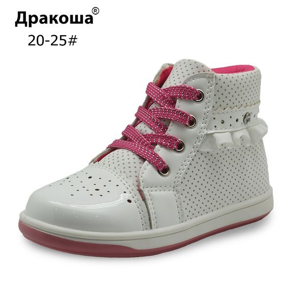 

apakowa girl spring autumn kids pu leather ankle boots anti-slip children's shoes with crystal toddler girls sneakers, Black;red