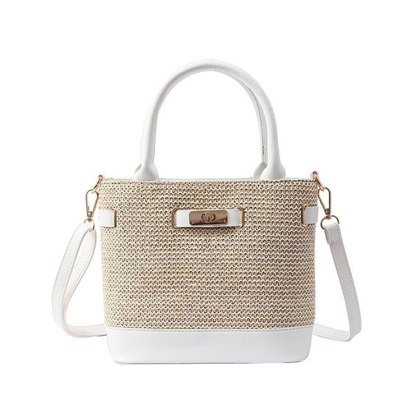 

fashion new women beach handbag bohemian female panelled straw bags summer ladies casual shoulder bag holiday weave tote ss3332