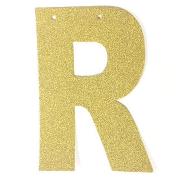 

1шт лота 13см висячие флаги персонализированный diy золотой блеск бумага письмо банер для венчания день рождения партии фестиваль украшения