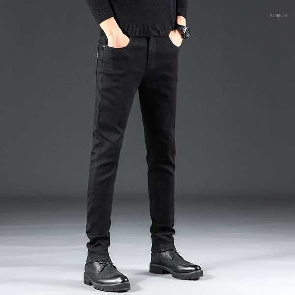 

2020 new velvet slim slimming jeans men's casual jeans, Blue