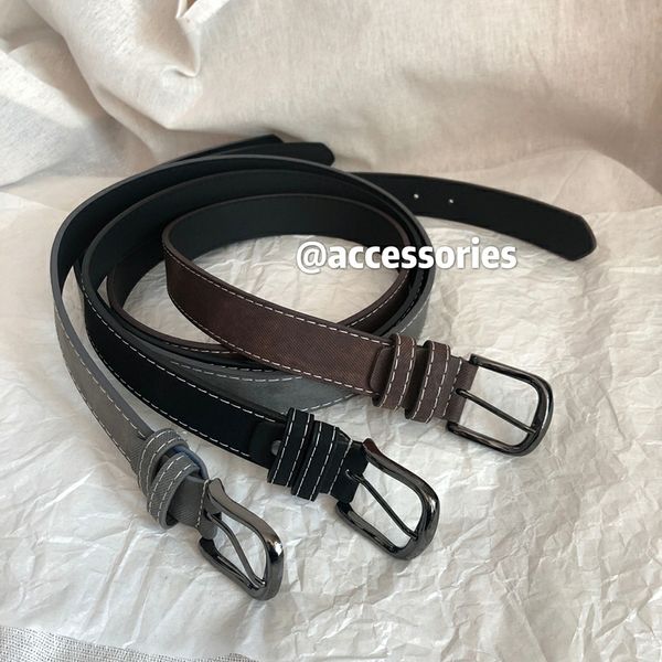 

men's women's shops fashion boys pu simple and versatile accessories frosted single circle pin buckle student belt, Black;brown