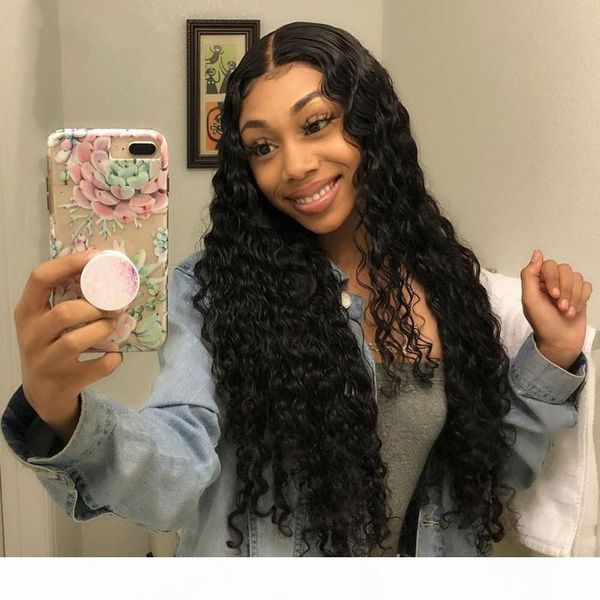 

malaysian deep wave wig curly lace front wig with baby hair 130% density pre plucked full lace human hair wig, Black;brown