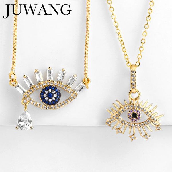 

turkish evil eye pendant necklace gold cubic zirconia greek blue eye for women men fashion necklaces 2020, Silver