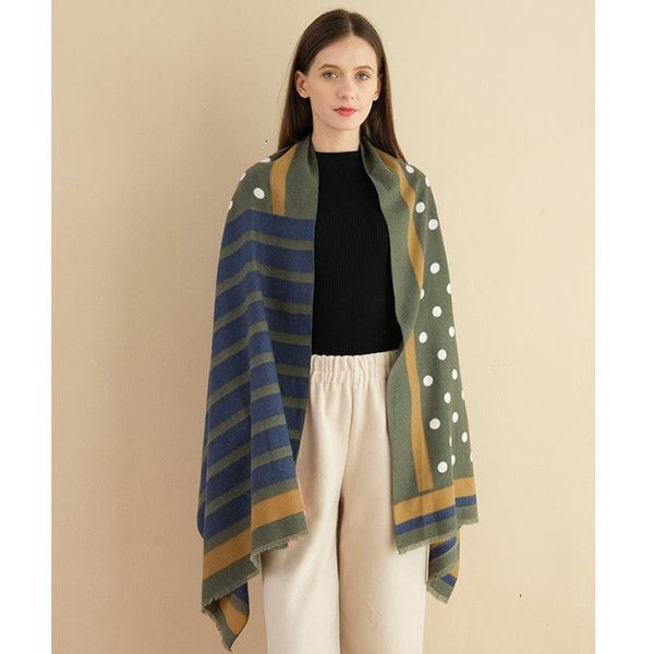 

winter scarf for women dots vertical stripes clear print luxury soft 2020 new 180x70cm warm shawl, Blue;gray