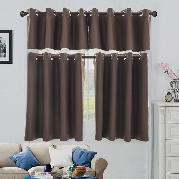 

curtain & drapes grommet shading blackout short solid black navy blue grey beige pink for livingroom bedroom kitchen