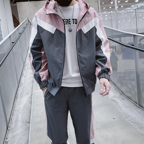 

sweatsuit men set fashion spring sporting suit hoodies sweatshirts jacket sportswear 2 piece set tracksuit vêtements pour homme1, Black;brown