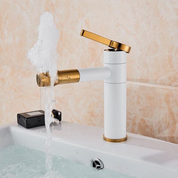 

360 degree rotate basin faucet white and silver basin crance tap chrome bathroom faucets single hand cold water faucet
