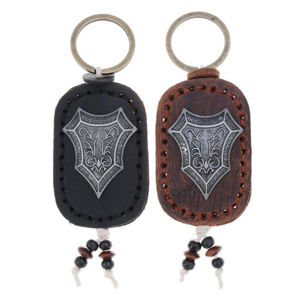 

keychains punk gothic rock metal tiger keyring men keychain genuine leather shield car key chain pants bag holder hiphop women accessories, Silver