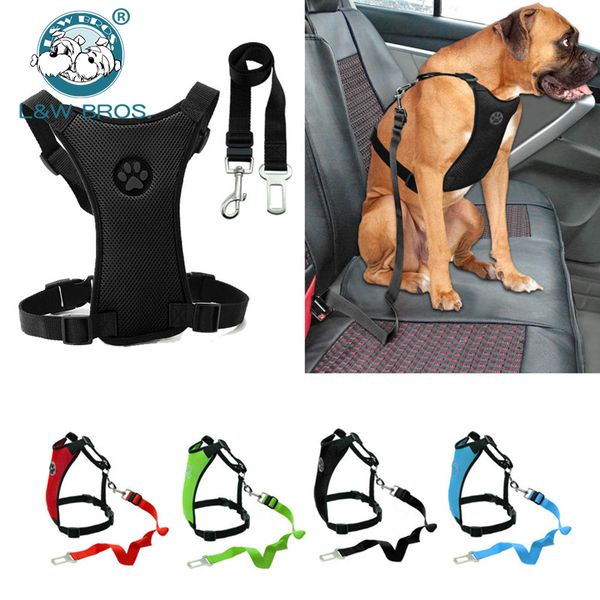 

breathable mesh dog harness leash with adjustable straps pet harness with car automotive seat safety belt dog chest straps 1020