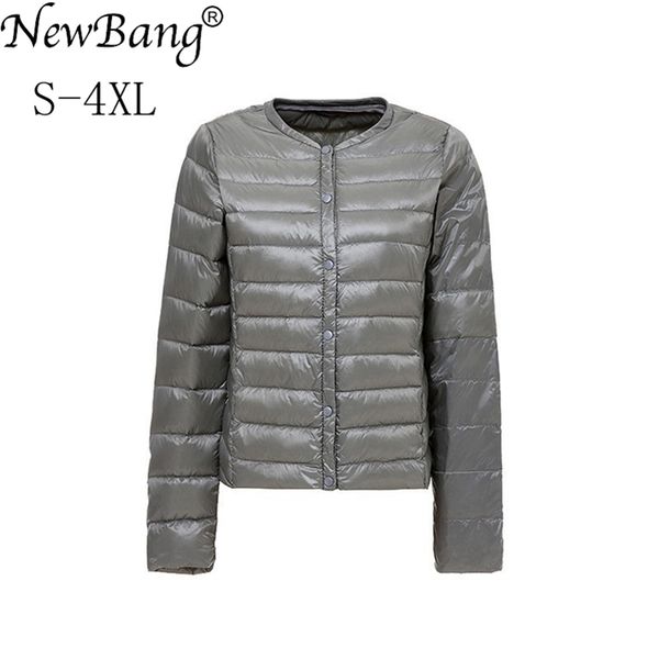 

newbang brand women's ultra light down jacket women collar-less coat feather lightweight portable thin slim jackets y201012, Black