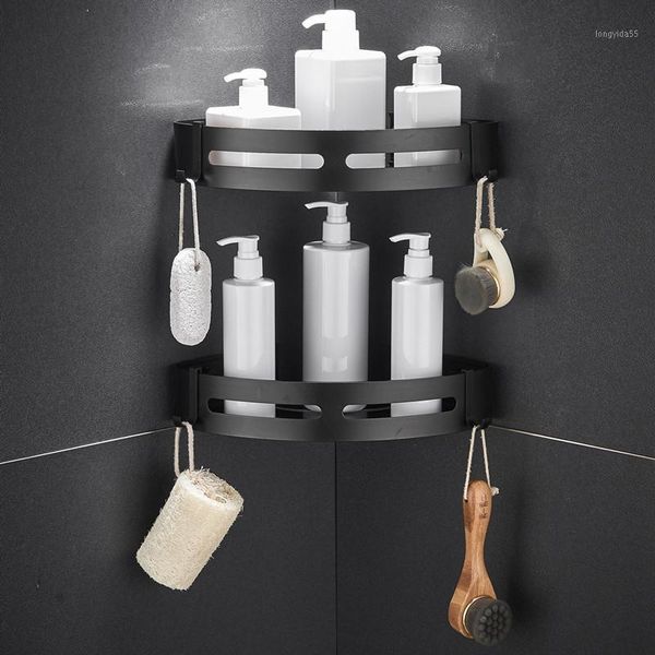 

liuyue bathroom shelve aluminum black/silver corner wall shelf shampoo storage rack bathroom basket holder accessories1