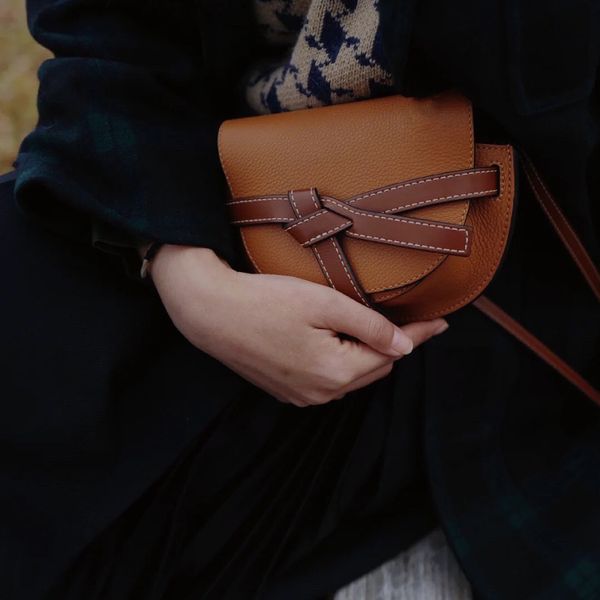 

real goods with luojia bow saddle new style messenger leather women's bag