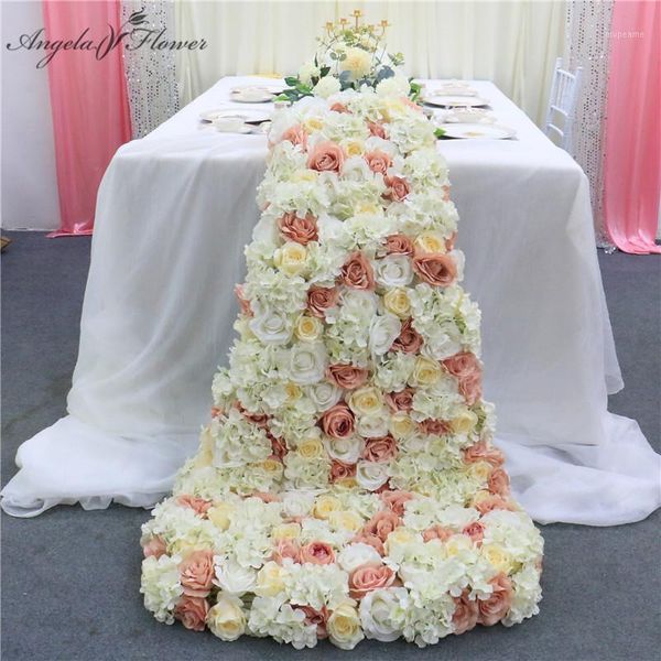 

decorative flowers & wreaths 150cm custom party wedding decor table runner trailing paving road lead artificial flower row wall rose hydrang