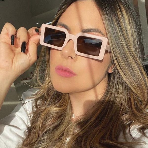 

sunglasses small square candy color gradient for women fashion elegant uv400 rectangle eyewear men vintage chic shades black, White;black