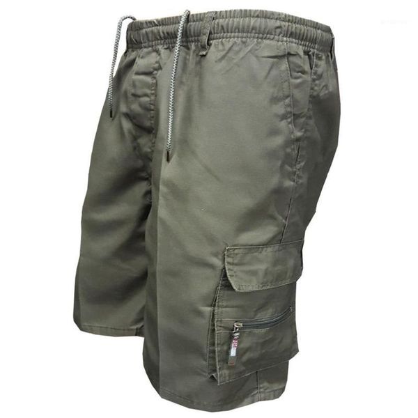 

mens cargo shorts men summer elastic waist casual cotton multi pocket shorts male loose hiking short army short pants1, White;black