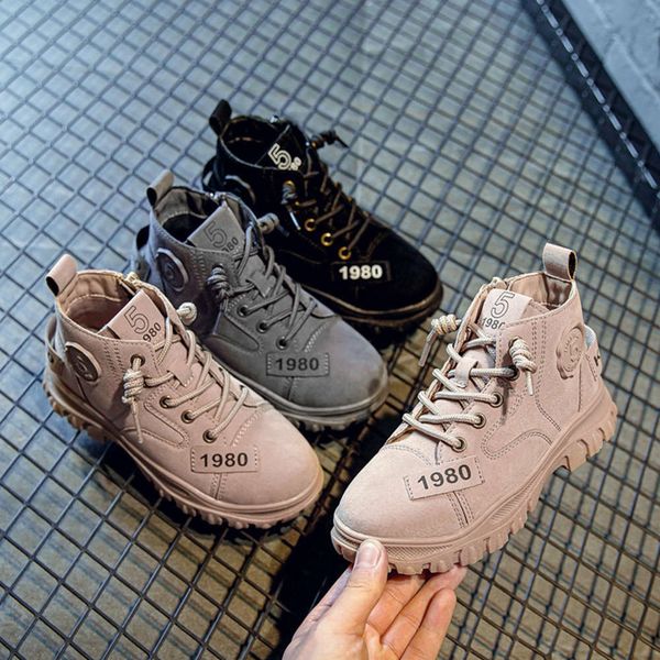 

children's martin british baby autumn winter 2020 girls' short boots middle and big boys' sho, Black;red