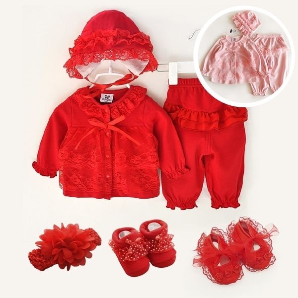 

new born baby girl clothes 0-3 months long sleeve winter fall spring set 0-3 month sets 1 year birthday pink shoes 3 6 9 months y200803, White