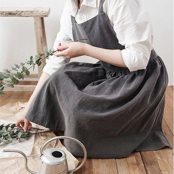 

Japanese Style Cotton And Linen Art Apron Coffee Shop Flower Shop Gardening Studio Kindergarten Teacher Overalls