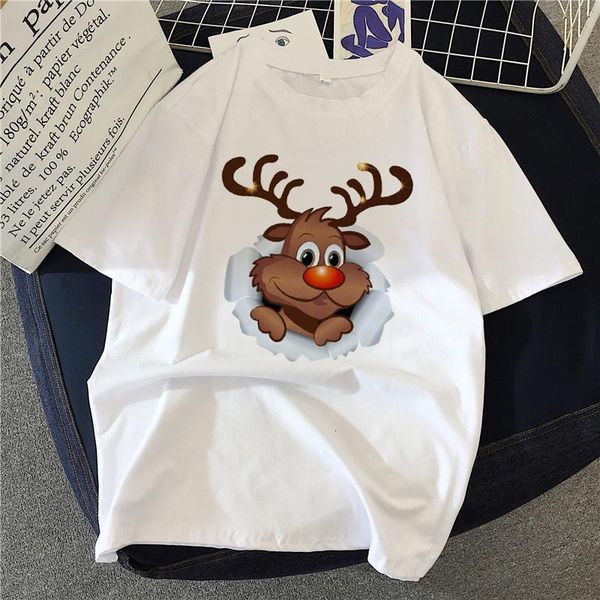 

funny santa claus print women t-shirt new year christmas basic tees harajuku loose graphic casual shirt tee, White