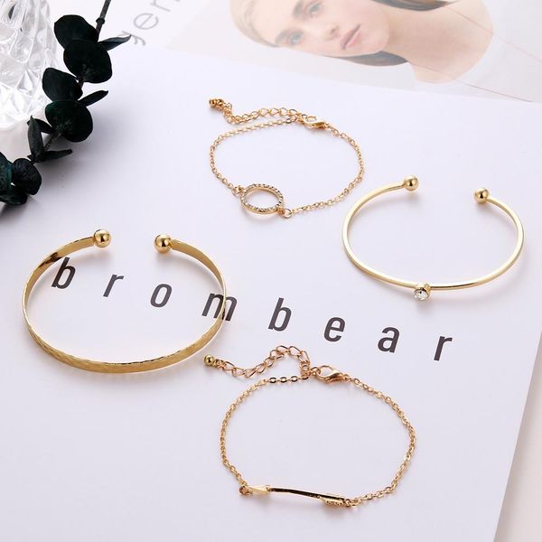 

4 шт. установить новый круг стрелка треугольник золотая цепь женских браслетов брачом bracciali pulseiras femme bijoux pulseras mujer обаяни, Black