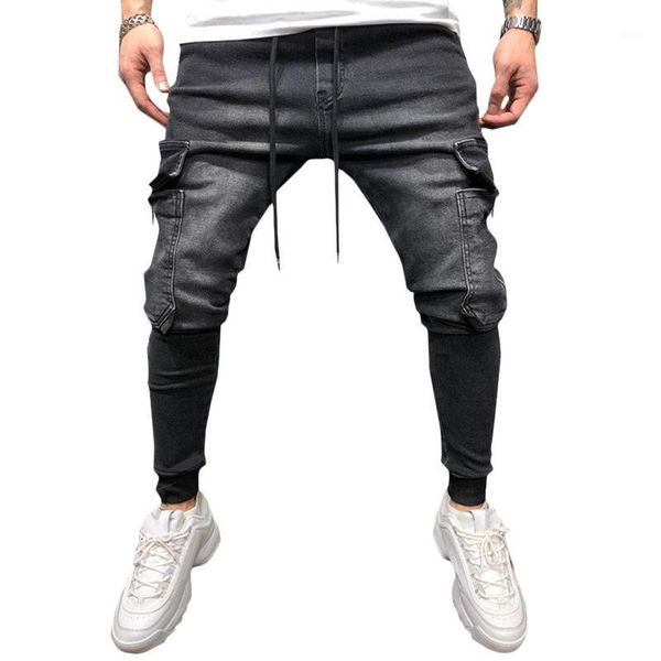 

men jeans with pocket casual pants jeans for men clothing hip hop harem pants sports trousers male1, Blue