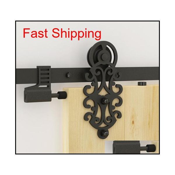 

ornate design 5-16ft single wood sliding barn door hardware kit royal black steel sliding b qylsmv bde_luck