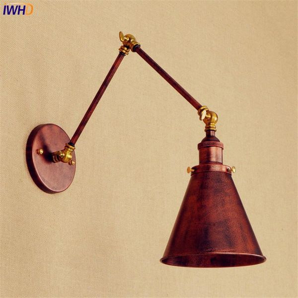 

wall lamp rustic retro lights fixtures adjustable swing long arm led edison style lighting apliques pared stair light