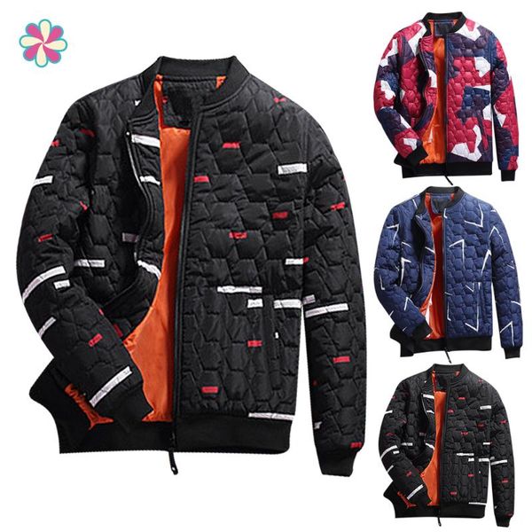 

fashionable men's cotton jacket printed plaid cotton clothing thickening casual winter jacket w118, Black