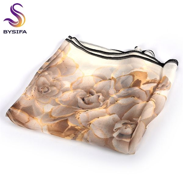 

bysifa] женская весна белого шифона шарфы новых цветочный дизайн длинные 100% шелк шаль осень зима женщина шея шарф y201007, Blue;gray