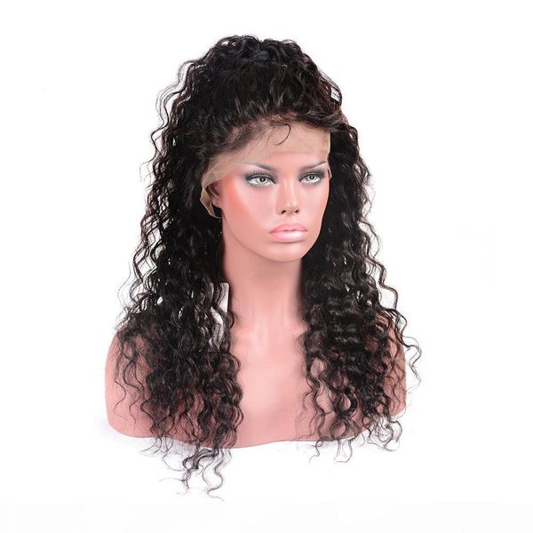 

brazilian water wave lace front wigs adjustable pre plucked silk base lace frontal human hair wigs glueless wigs for black women wholesale, Black;brown