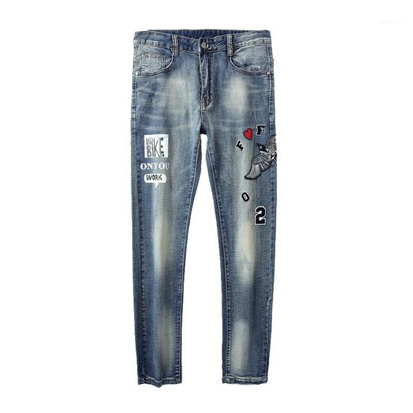 

povote2020 new spring and autumn men's jeans thin korean trend straight elastic youth jeans long legs1, Blue