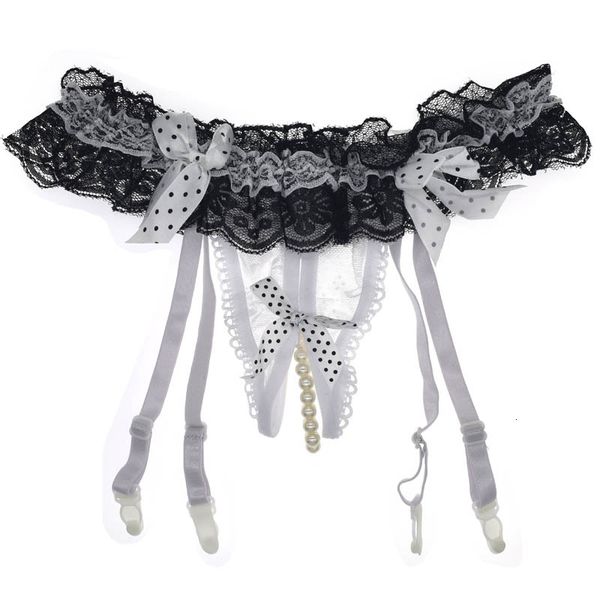 

1 piece women lace garter temptation ultra-thin female silk stockings suspender belt garters belts 4 colour optional, Black;white
