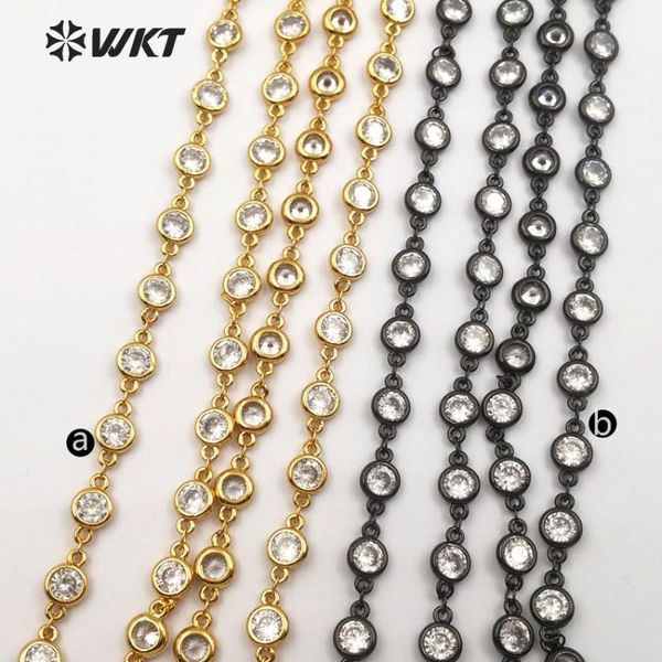 

wt-bc115 wkt женщины non tarnishable cz цепь круглый кубического циркония бусы из латунной проволоки с золотой gunblack розы позолоченный зо, Silver