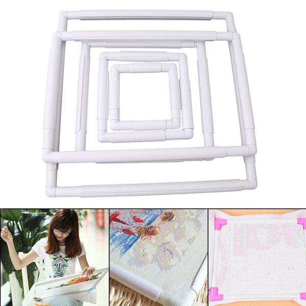 

handhold square shape embroidery plastic frame hoop cross stitch craft diy tool white stitching cloth support frames stitch diy, Black
