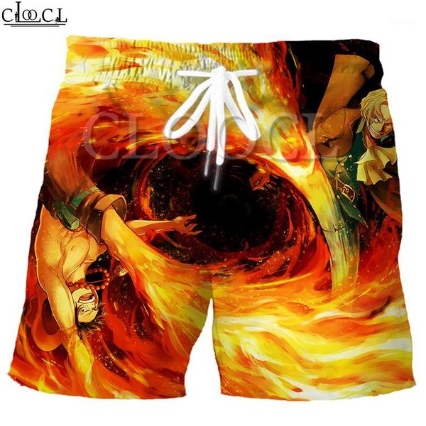 

cloocl japanese anime one piece fashion shorts 3d print harajuku summer elastic waist casual short pants1, White;black