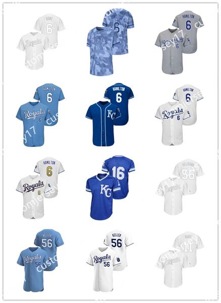 

men women youth kansas city royals 6 hamilton 56 keller #00 player custom jerseys billy brad baseball jersey, Blue;black