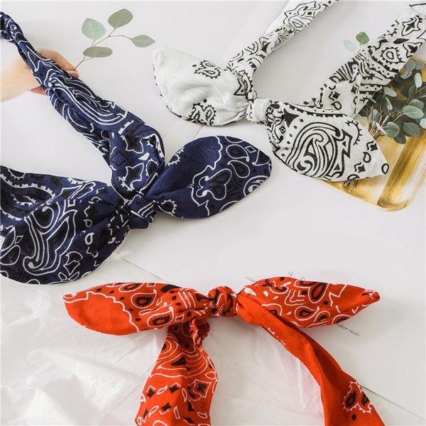 

women rabbit ear headband vintage cross knot bows hairband head band cashew elastic ladies girl turban hair accessories headwear q sqcnvk