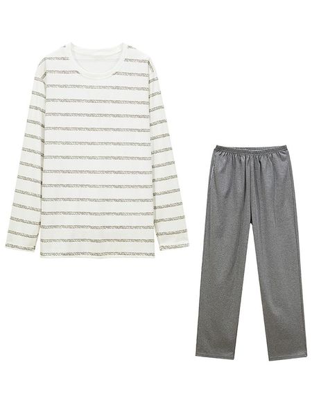 

leisure men pajamas long sleeve male pajama set men sleepwear suit casual bottom clothing nightwear loungewear homewear clothes, Black;brown