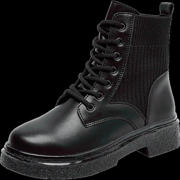 

boots platform women 2021 winter shoes black leather ankle punk thick bottom motorcycle de mujer 816
