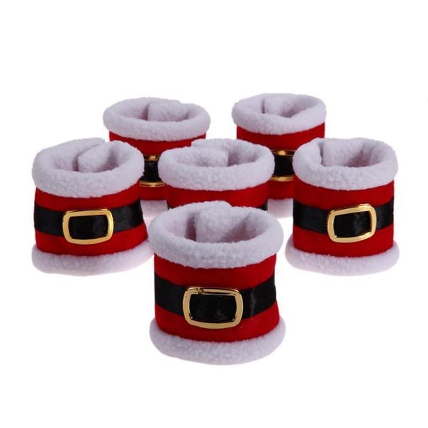 

napkin 6pcs/lot towel santa rings claus cover curtain buckle holders christmas home party tableware decoration ornaments