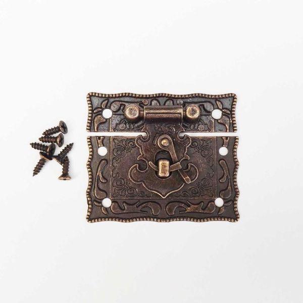 

4pc ретро латунь декоративные ювелирные изделия chest вино box деревянный чехол переключить засов защелка поймайте застежка круглый сердце п