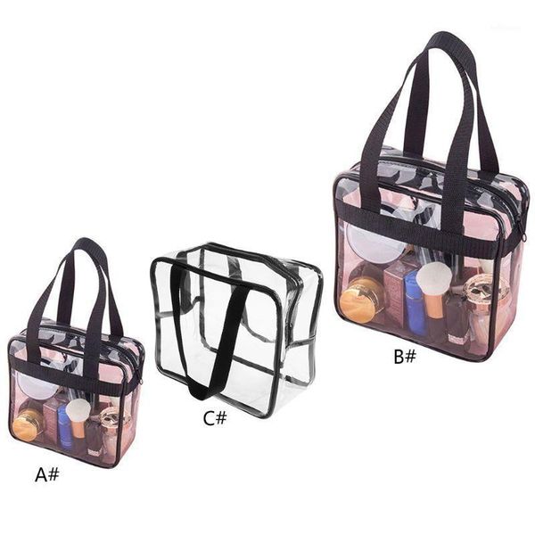 

pvc clear tote portable see through gym/cosmetic toiletry bag travel storage bag1