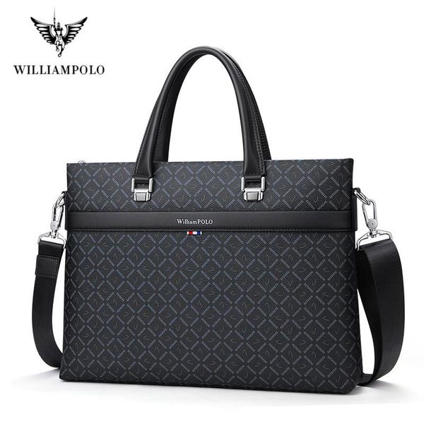 

williampolo man briefcases genuine leather men bag handbag casual male lapbag shoulder crossbody bussiness briefcas