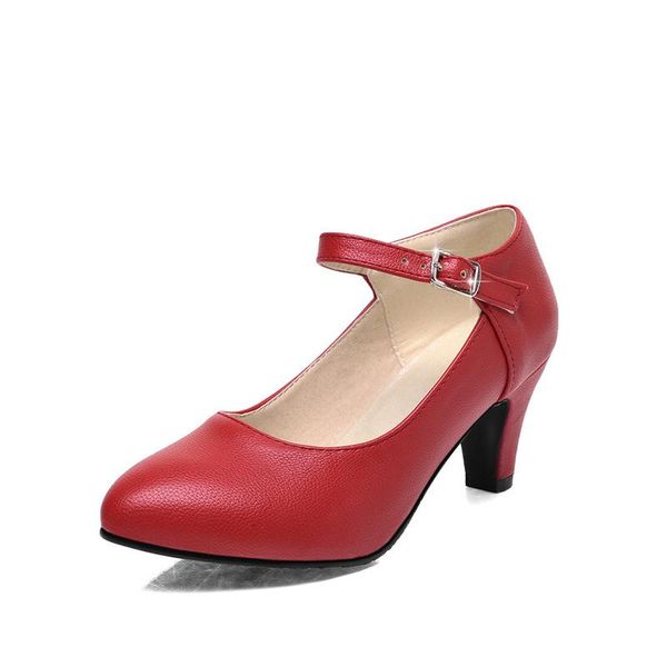 

new age season fashion thick with high heel strap 40-18824 52 light mouth round head women's shoes, Black