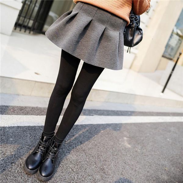 

2019 autumn space cotton pleated trousers skirt slim outer wear leggings elastic slim breathable leggings fitness feminina, Black
