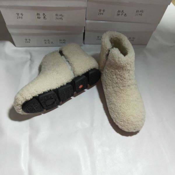 

real lamb fur women boots high velvet warm winter shoes solid color woman shoes side zipper female botas 34-40# t200425, Black