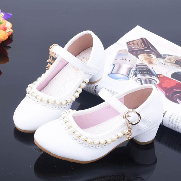 

party high shoes heels kid girls beading white leather princess dress big children wedding shoe 3  5 6 7 8 9 10 1112, Black;red