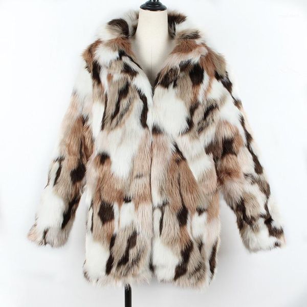 

plus size fashion faux fur coat women winter long coat 2020 autumn warm soft leopard print jacket female overcoat outerwear1, Black